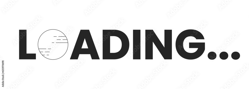 Poster planet monochrome loading text. astronomical body. web loader ui flat design. black and white progre