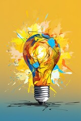 Light bulb. Innovative idea and creative thinking concept. Generative Ai illustration