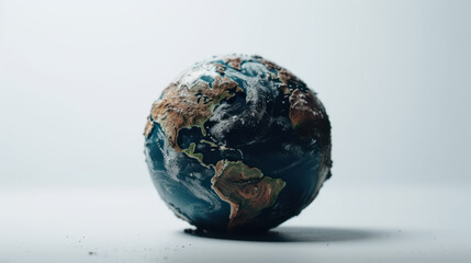 Earth on White Background.