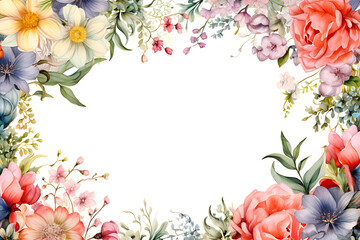 Watercolor painting of flower frame