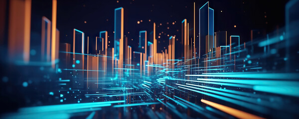 Abstract digital background. Can be used for technological processes, neural networks and AI, digital storages, sound and graphic forms, science, education, etc.