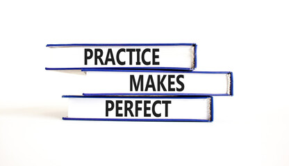 Practice makes perfect symbol. Concept words Practice makes perfect on beautiful book. Beautiful...