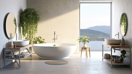 Fototapeta na wymiar Beautiful modern bathroom designs with a jacuzzi tub