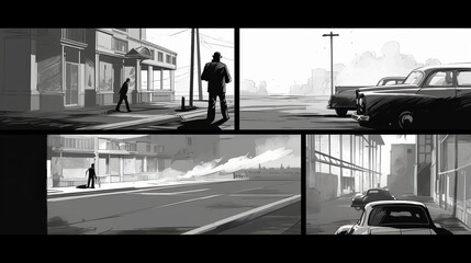 Movie Script and Storyboard. AI generated