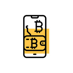 Cryptocurrency wallet color line icon. Digital crypto art.