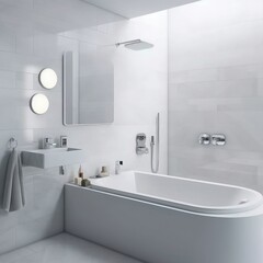 Interior of a modern spa bathroom with a jacuzzi tub.