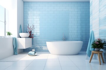 Naklejka na ściany i meble Interior shot of a modern spa bathroom with a jacuzzi tub