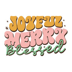 Christmas Joyful Merry Blessed Retro Svg
