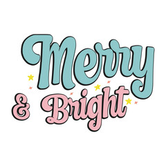 Christmas Merry and Bright Retro Svg