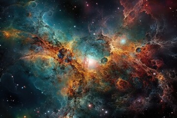 Fototapeta na wymiar Galaxies, stars and nebulae dance in the cosmos., generative IA
