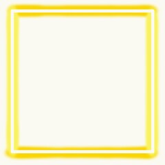 Glowing yellow square frame on empty white background