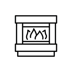 Electric fireplace black line icon.  Household appliance.