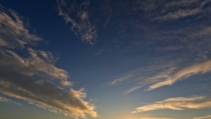 beautiful sunset gold clouds on the sky backdrop - photo of nature