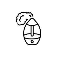 Humidifier with steam black line icon. Household appliance.