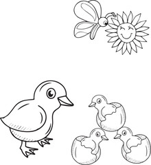 Vector baby duck coloring pages drawing for kids