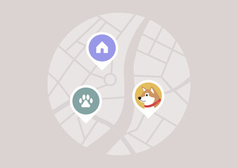 A tracking tag that assists in pinpointing the location of a beloved pet on a digital map