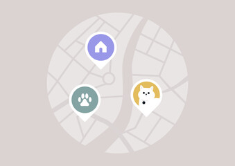 A tracking tag that assists in pinpointing the location of a beloved pet on a digital map