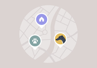 A tracking tag that assists in pinpointing the location of a beloved pet on a digital map