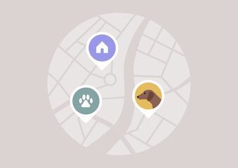 A tracking tag that assists in pinpointing the location of a beloved pet on a digital map