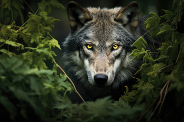 Naklejka na ściany i meble Wolf, editorial magazine cover, wildlife photography