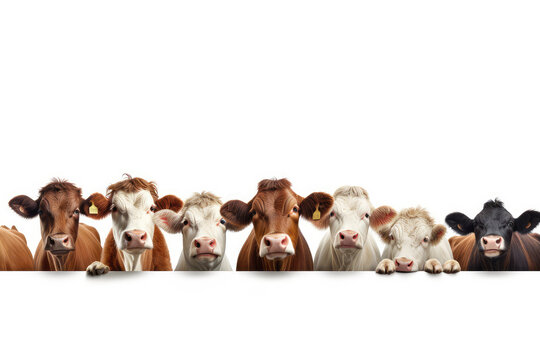 Wildlife cows animals banner panorama long - Collection of funny cute crazy laughing cow