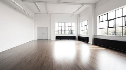 Minimal style interior room with white wall. dance hall, office space