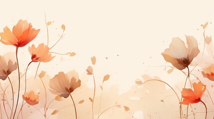  a painting of flowers on a beige background with a white background.  generative ai