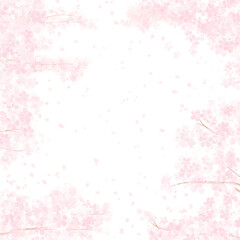 Fototapeta na wymiar Pastel watercolor cherry blossoms frame wallpapers are suitable for those who want an artistic background.