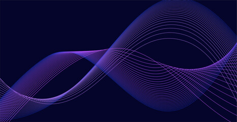 Flowing dark blue curve shape with soft gradient vector abstract background, relaxing and tranquil art, can illustrate health medical or sound of music.