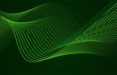 Abstract light speed motion effect, green light trail. Vector Illustration
