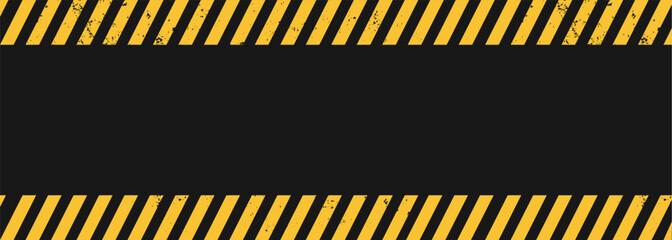 Black and yellow warning line striped rectangular background. Vector illustration