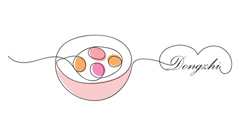 Dongzhi festival banner with minimal one line drawing. vector illustration.