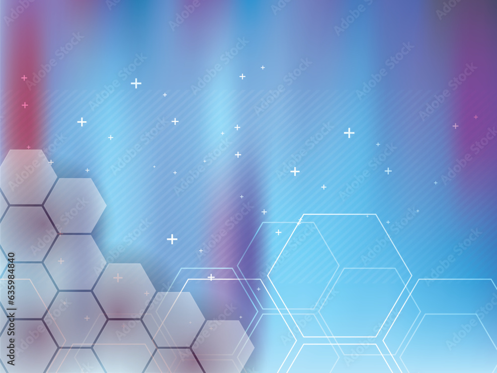 Poster blue and purple abstract background technology with hexagonal shapes. bright background and vibrant 
