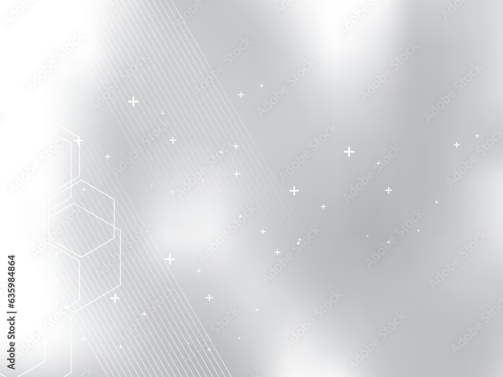 Poster gray abstract background technology with hexagonal shapes and parallel lines. bright background and 