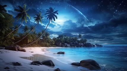 Beautiful Milky Way on the beach, generated by AI