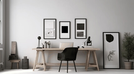 Modern Frame Mock up. Stylish Interior Design Background. Generative AI.