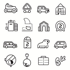 Loan and Credit web icons inline style. Credit card, deposit, car leasing, rate interest, income, rating, collection. Vector silhouettes illustration.