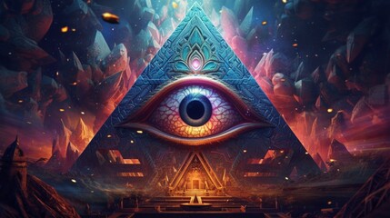 all seeing eye psychedelic surrealism.Generative AI