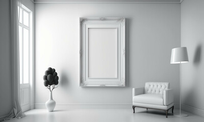 Modern Frame Mock up. Stylish Interior Design Background. Generative AI.