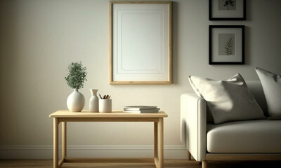 Obraz na płótnie Canvas Modern Frame Mock up. Stylish Interior Design Background. Generative AI.