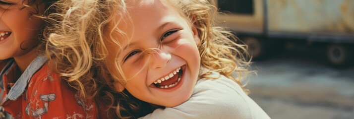 Joyful and smiling children. Generative AI