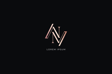 NN letter modern style fashion brand luxury style design modern style creative golden wordmark design typography illustration, n wordmark, nn lettering logo