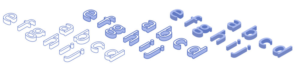 customizable 3d isometric letters lowercase set 1/3