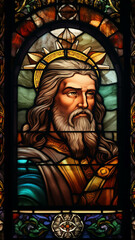 Saint Joseph, Catholic Church. San Jose. Generative ai. Stained Glass