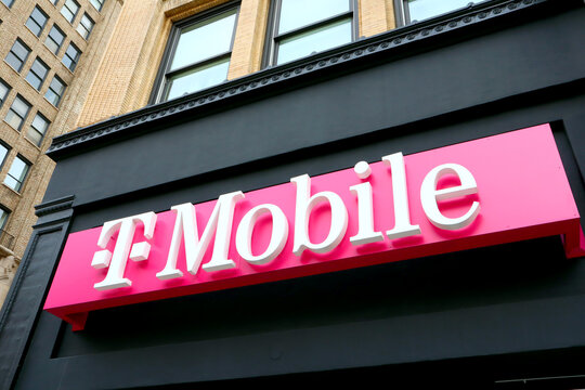 Los Angeles, California: T-Mobile sign. The United States based wireless network operator