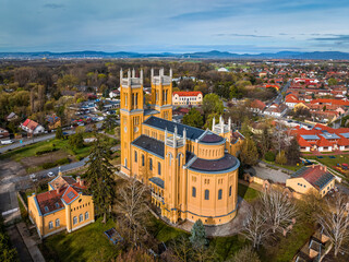 Fot, Hungary - Aerial view of the Roman Catholic Church of the Immaculate Conception (Szeplotlen...