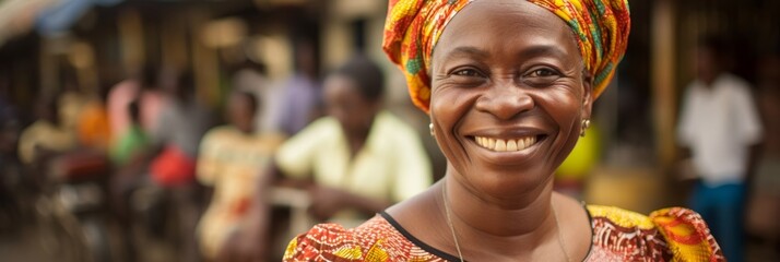 Happy African woman with a smile. Generative AI