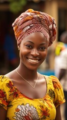 Happy African woman with a smile. Generative AI