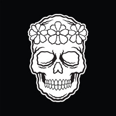 sketch illustrations of skull hand drawn black and white