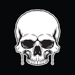 sketch illustrations of skull hand drawn black and white